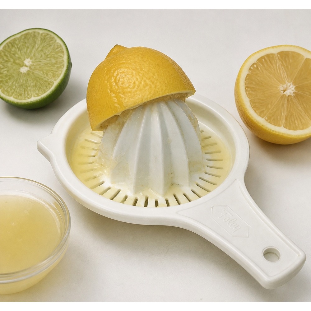Vintage Foley Citrus Juicer Reamer Strainer‎ Manual Kitchen Tool Retro White